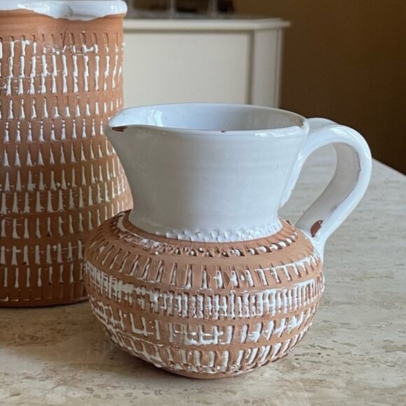 Mid Century Modern Geometric pattern White Glazed pottery set - Picture 4 of 16